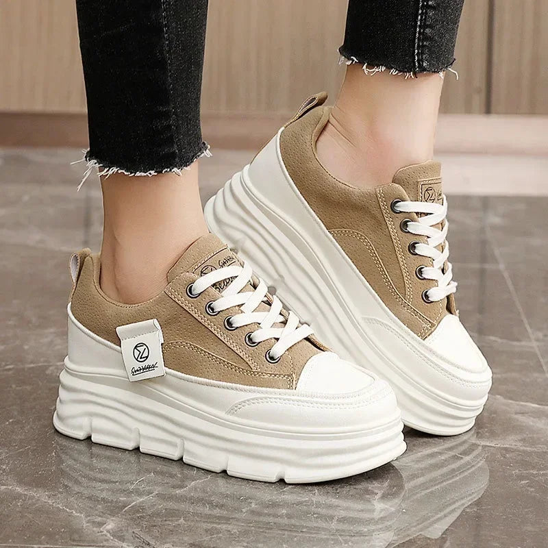 Flats Chunky Lace-up Walking Sneakers