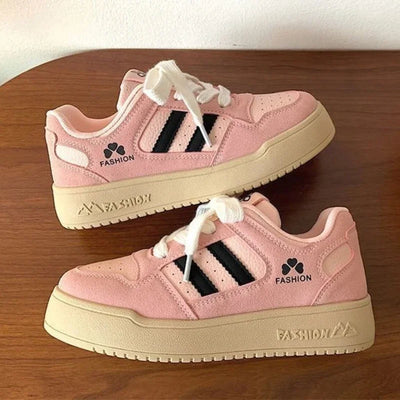 Round Toe Casual Flat Elegant Shallow Mouth Breathable Lace Up Sneakers