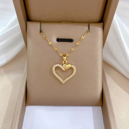 Heart Stainless Steel Zirconia Necklaces