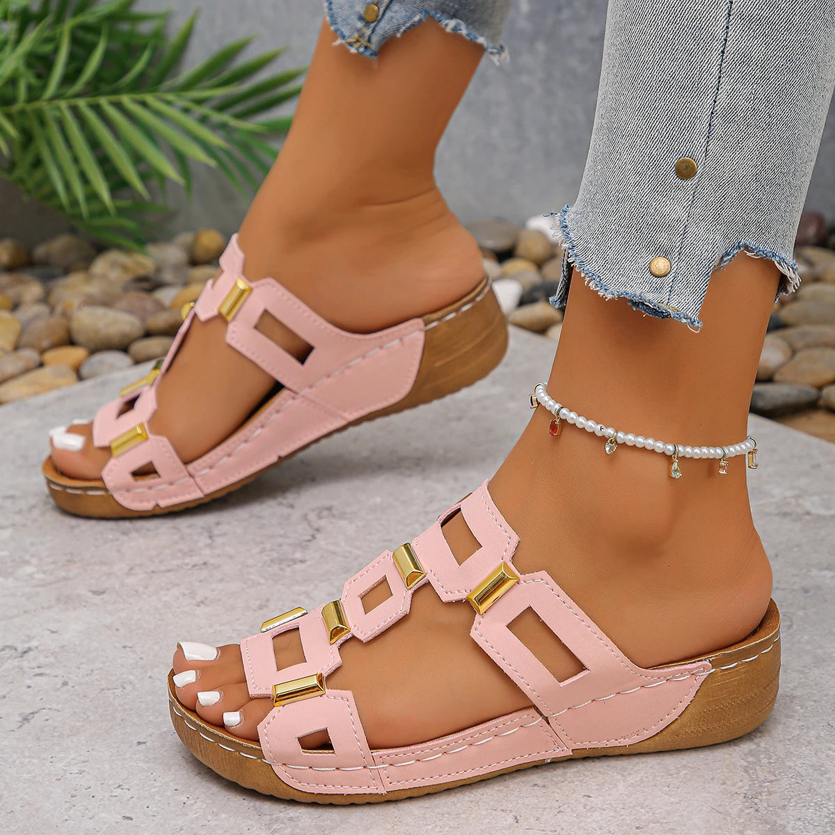 Large Size Roman Open Toe Slippers