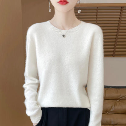 Wool Cashmere Pullover O-Neck Long Sleeve