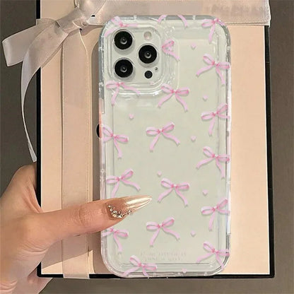 Cute Pink Heart Bow Phone Clear Case
