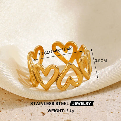 Gold Stainless Steel Heart Metal Hollow Waterproof Rings
