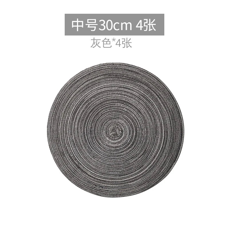 4/6pcs Round Table Mat Woven Bowl Pads