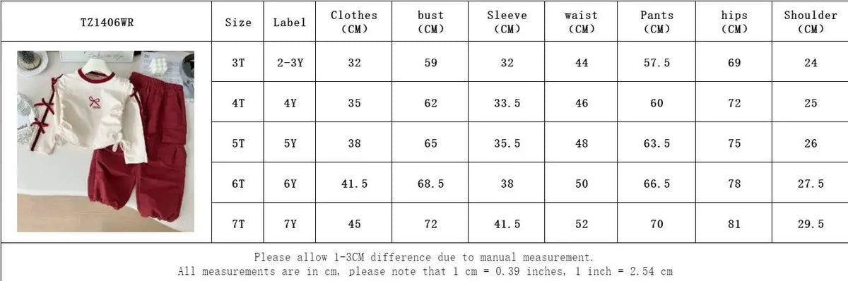 Autumn Red Bow Decoration Letter Embroidery Long Sleeved Pants Set