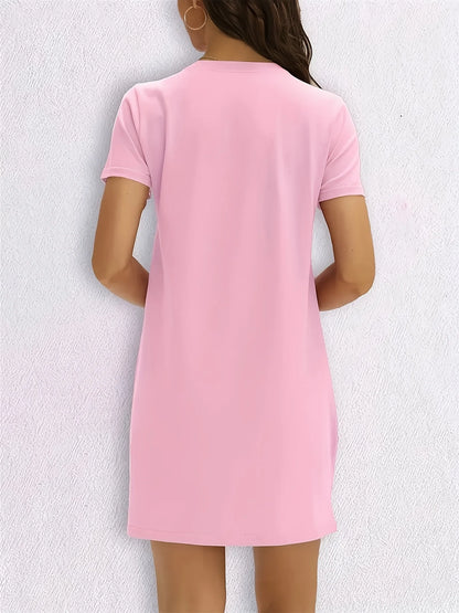 Casual Letter Geometric Short Sleeved Dress