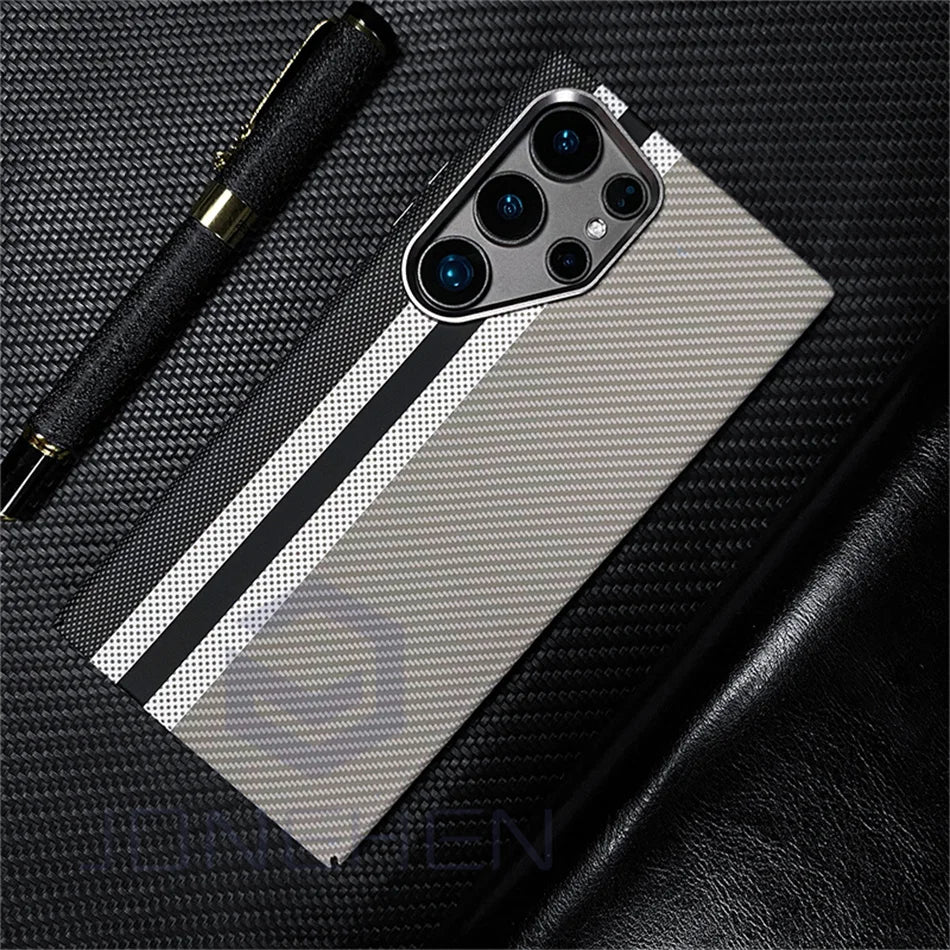 Ultra Slim Carbon Fiber Pattern Mganetic Samsung Cover