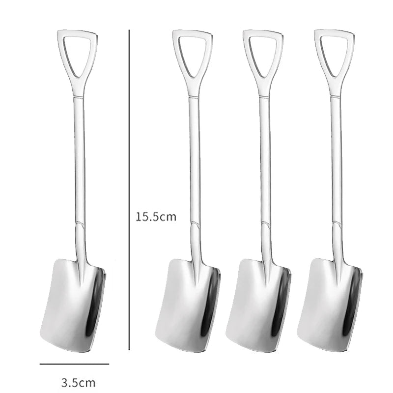 4pcs Stainless Steel Shovel & Point Spoons Set