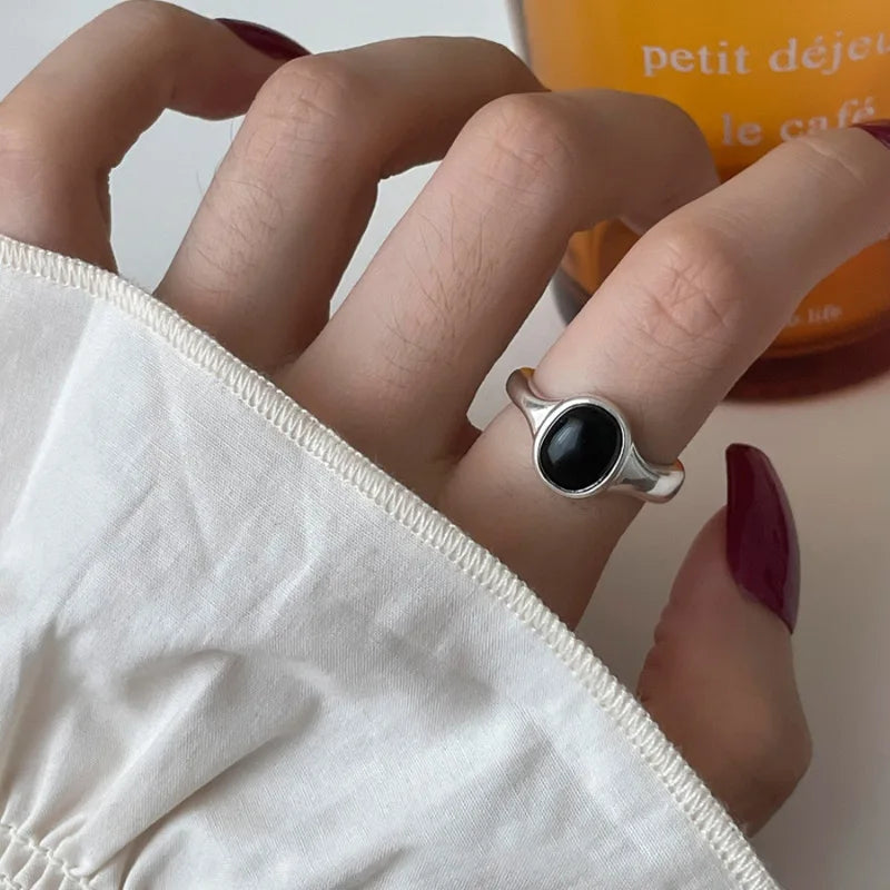 925 Sterling Silver Retro Geometric Asymmetric Rings