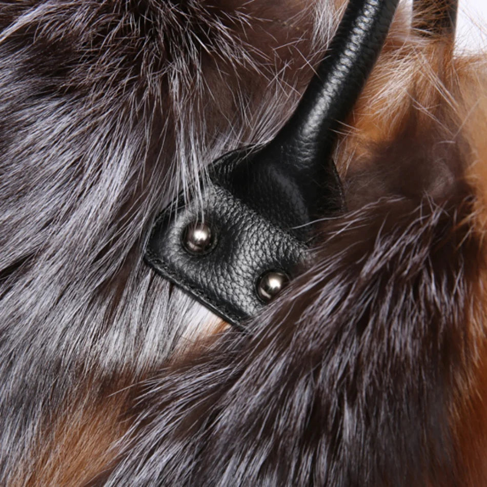 Real Fox Fur Large Size Plush Crossbody Luxury Handbags Fluffy Tote Bag