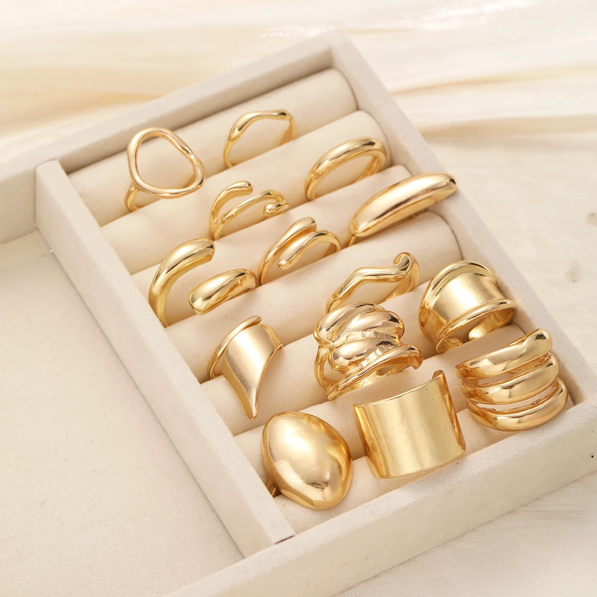 Vintage Smooth Open Rings Set