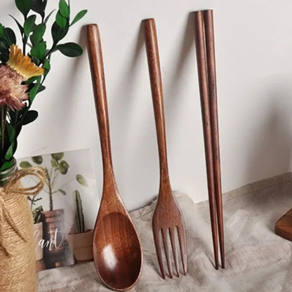 Japanese Wooden Spoon Fork Chopsticks Set