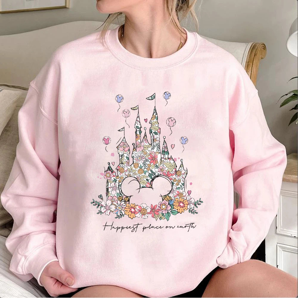 Floral Castle Vintage Castle Hoodie Happiest Place on Earth Pullover