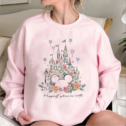 Floral Castle Vintage Castle Hoodie Happiest Place on Earth Pullover