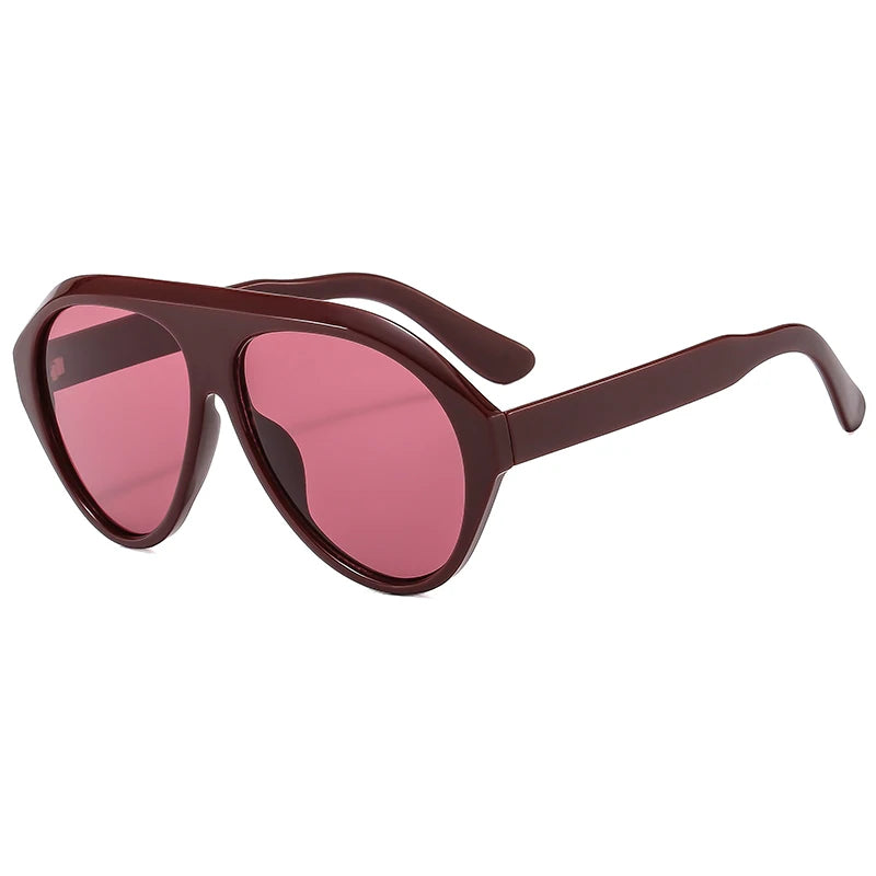 Retro Oversized Pilot Oval Multi Color Lens Sun Glasses