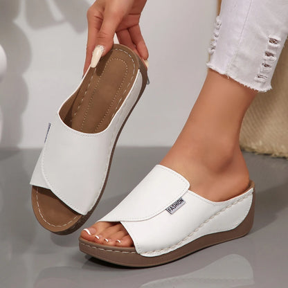 Soft Platform Peep Toe Wedges Flip Flops Slippers