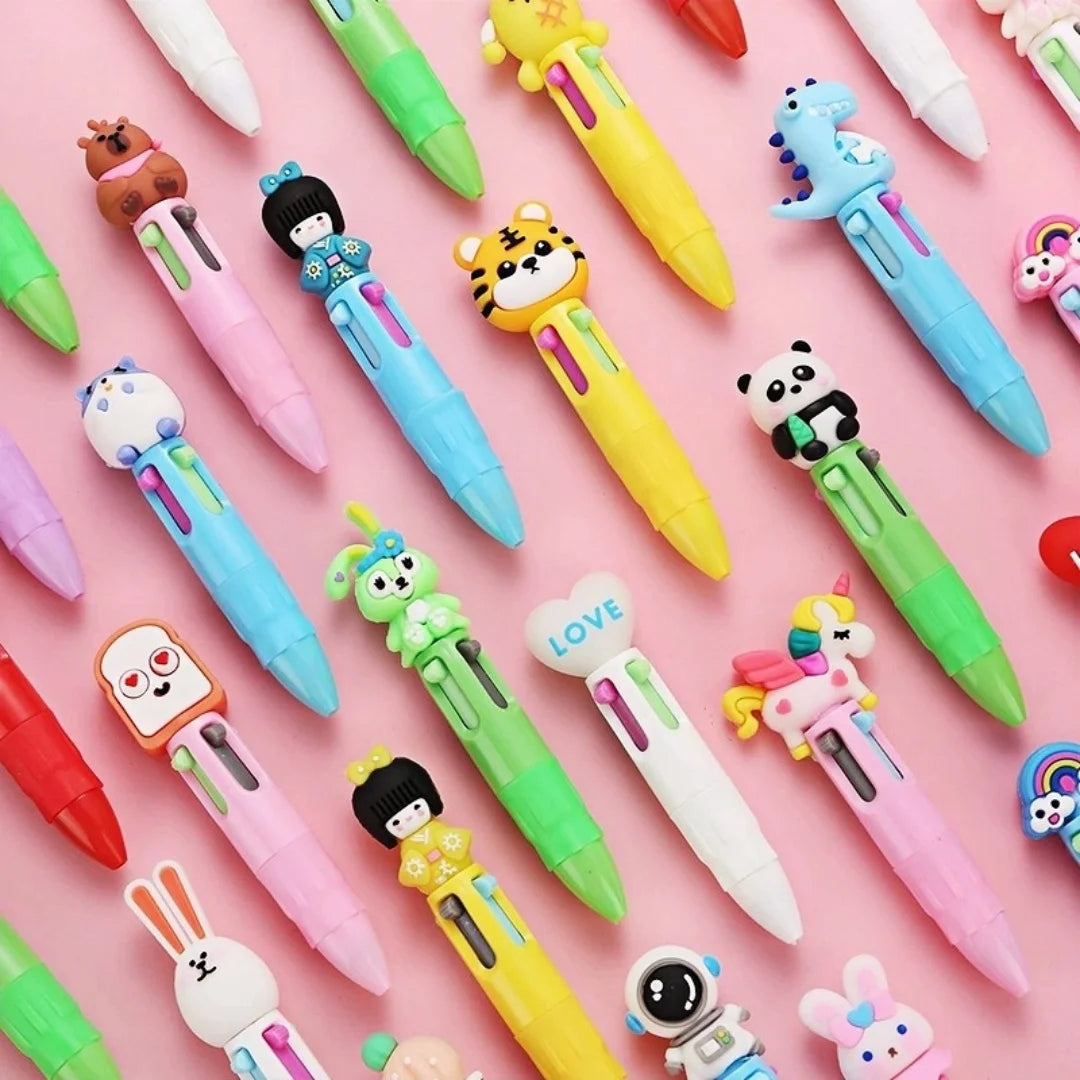 1-30Pcs Cute Pet Cartoon Four-Color Ballpoint Pen