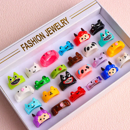 10/20Pcs/Lot Romantic Cute Multicolor Animal Stripes Resin Rings