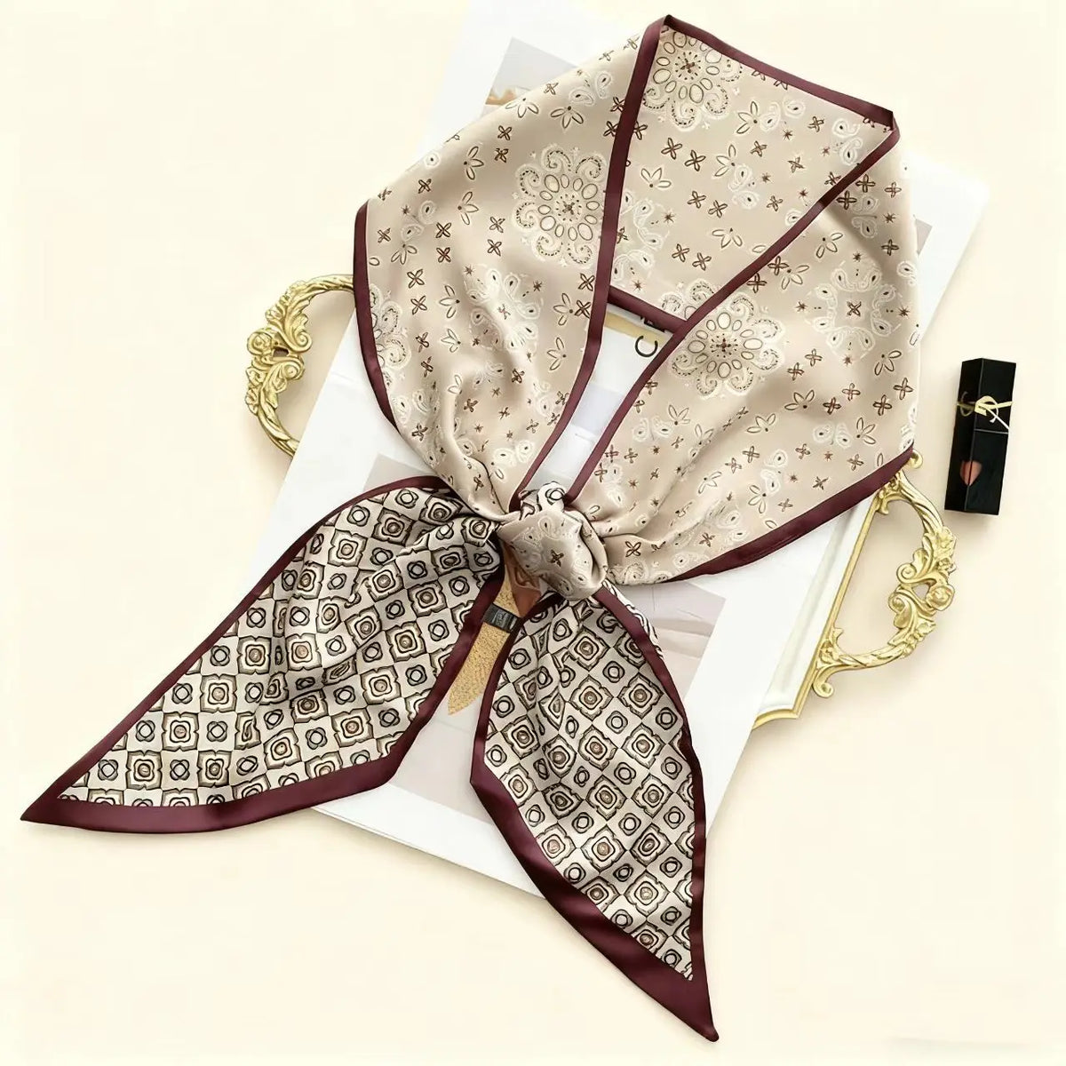 Long Silk Scarf Luxury Paisley Print Headband Soft Satin Scarves