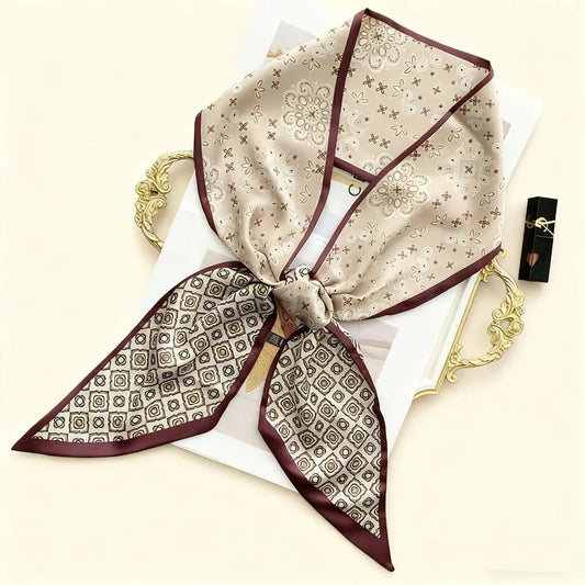 Long Silk Scarf Luxury Paisley Print Headband Soft Satin Scarves