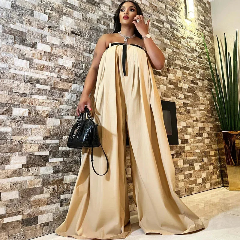 Sexy Loose Wide Leg Outfit Strapless Romper Jumpsuit