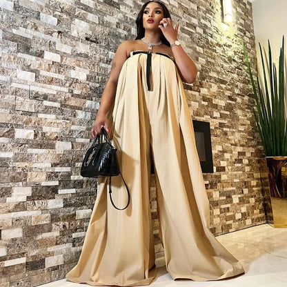 Sexy Loose Wide Leg Outfit Strapless Romper Jumpsuit