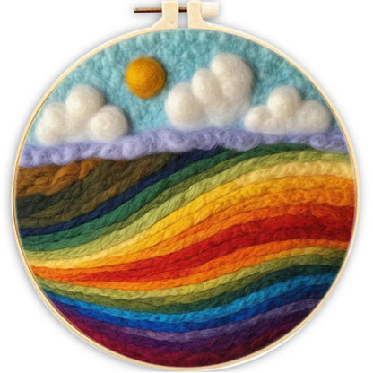 Waterfall Landscape Wool Felting Painting Frame DIY Wool Embroidery Kit
