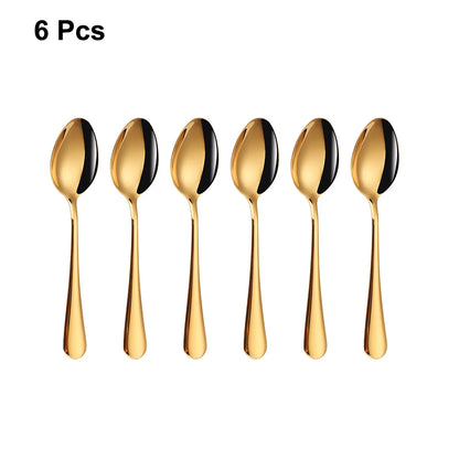 4/6/12 Pieces Gold Dessert Stirring Spoons Set