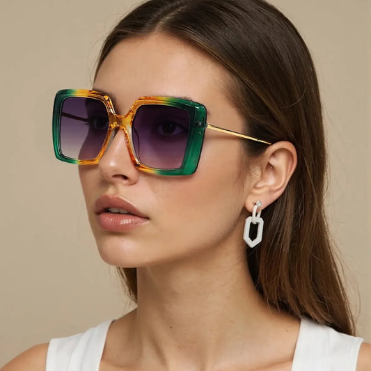 Vintage Metal Frame Multi-color Gradient Glasses