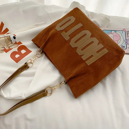 Letters Tote Canvas Campus Handbag Bolsa