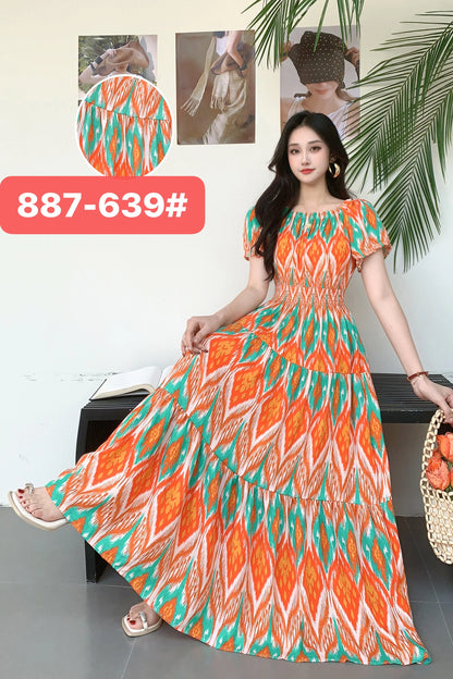 Long Maxi Bohemian Korean Style Floral Vintage Slim Dress Boho