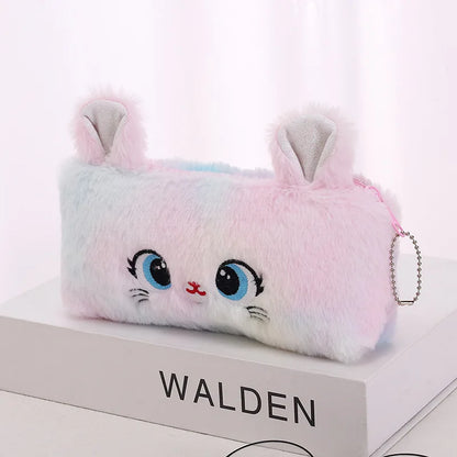Cute gradient kitten pencil case with large capacity
