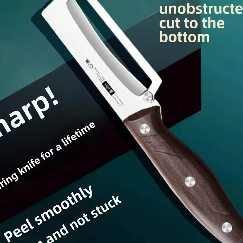 Stainless steel peeler with wooden handle