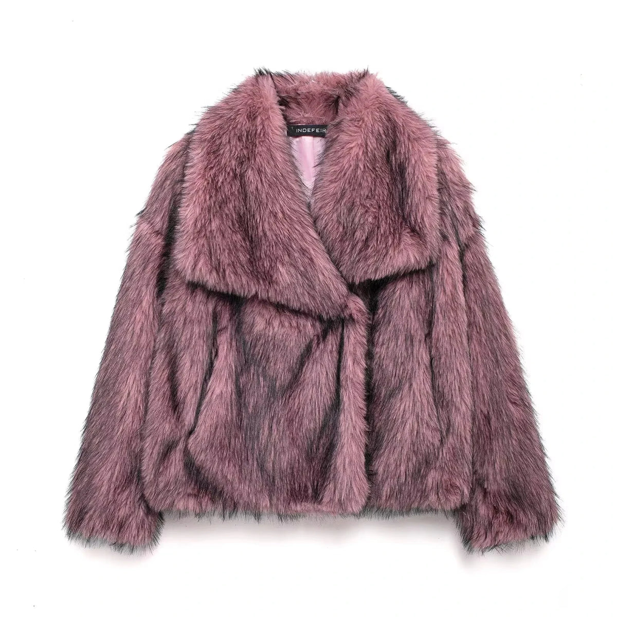 Elegant Faux Fur Warm Fluffy Loose Long Sleeve Lapel Jacket