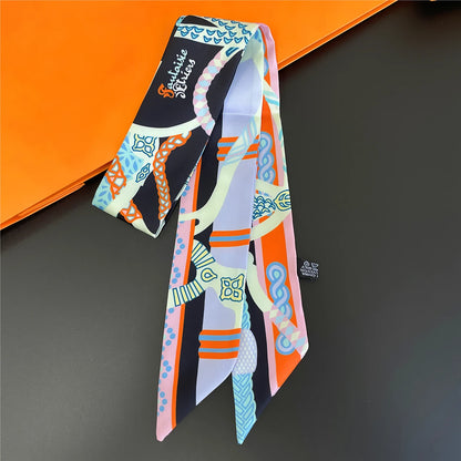 Zebra In Flowers Scarf Luxury Silk Scarf Hair Headband Foulard Skinny Scarves
