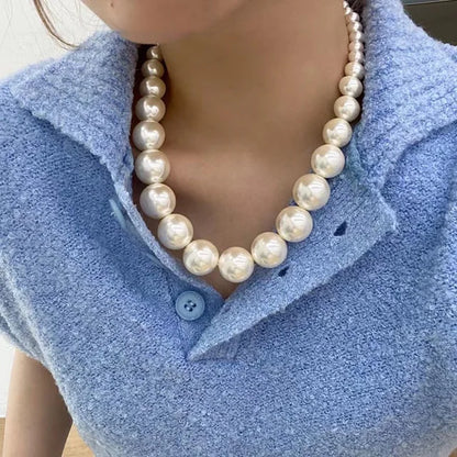 Vintage Hyperbole Bead Pearls Necklace Jewelry
