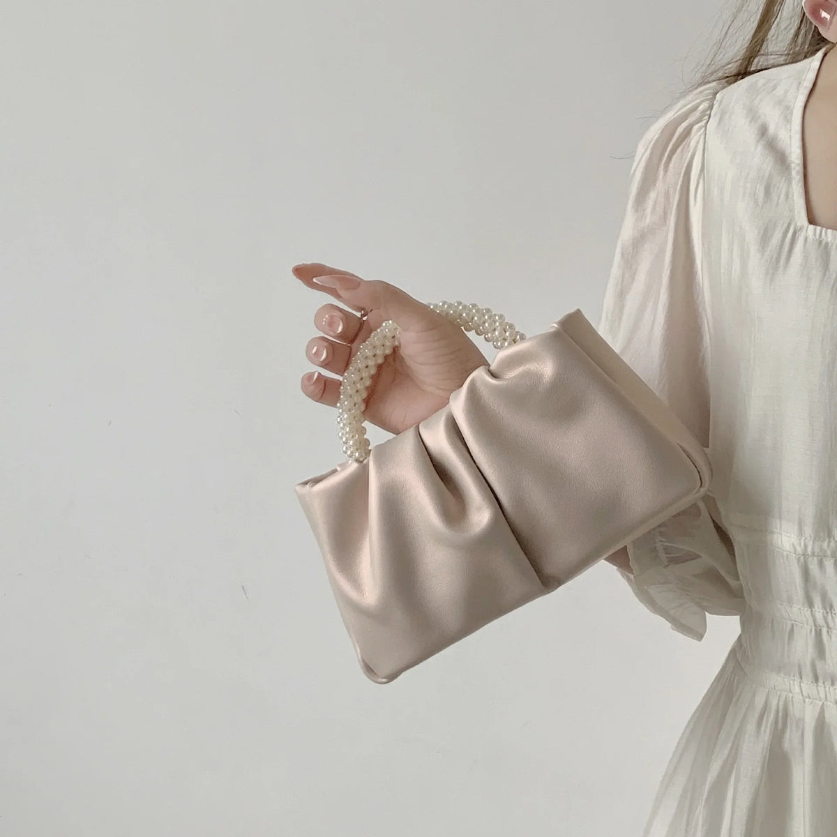 Pearl Handle Clutch Purse Handbags Luxury Square Shoulder Bags