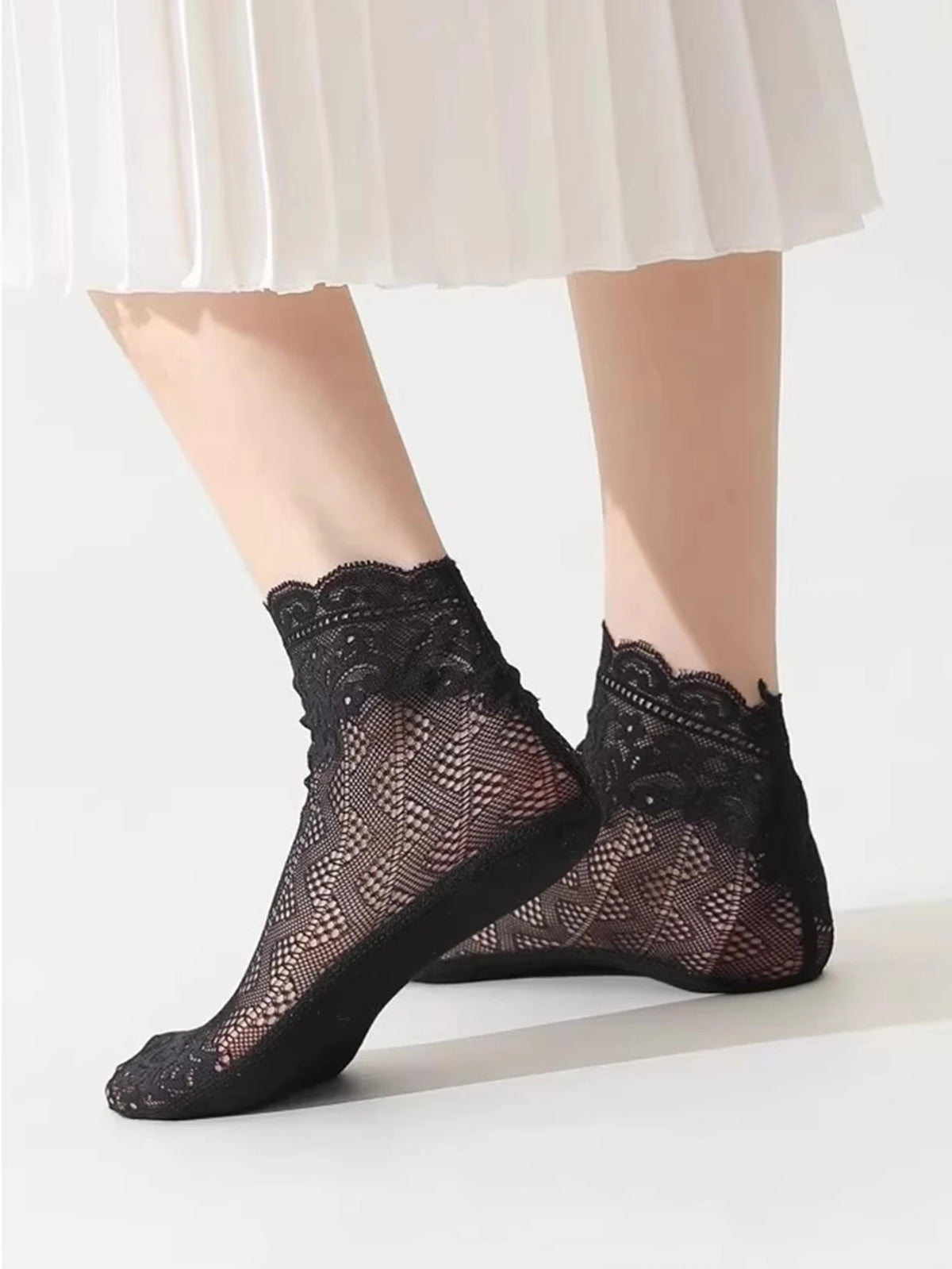 Lolita Invisible Lace High Quality Transparent Stretch Elasticity  Thin Short Socks