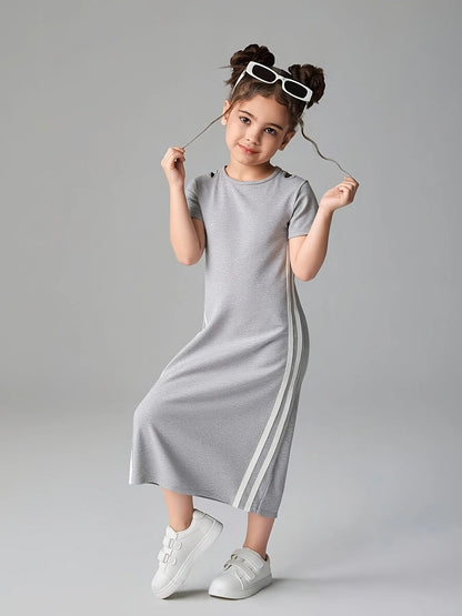 Comfy Casual Soft Breathable Short Sleeve Stripe Midi Dress