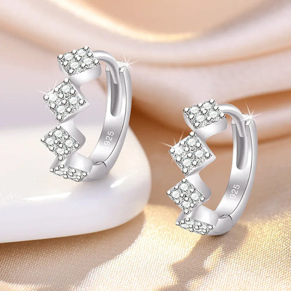 925 Sterling Silver Zircon Buckle Earrings