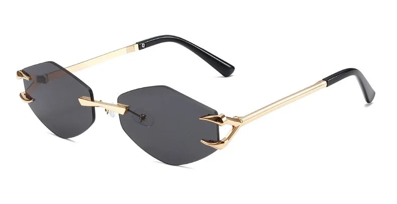 Retro Polygonal Rimless Irregular Square Sunglasses