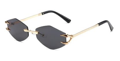 Retro Polygonal Rimless Irregular Square Sunglasses