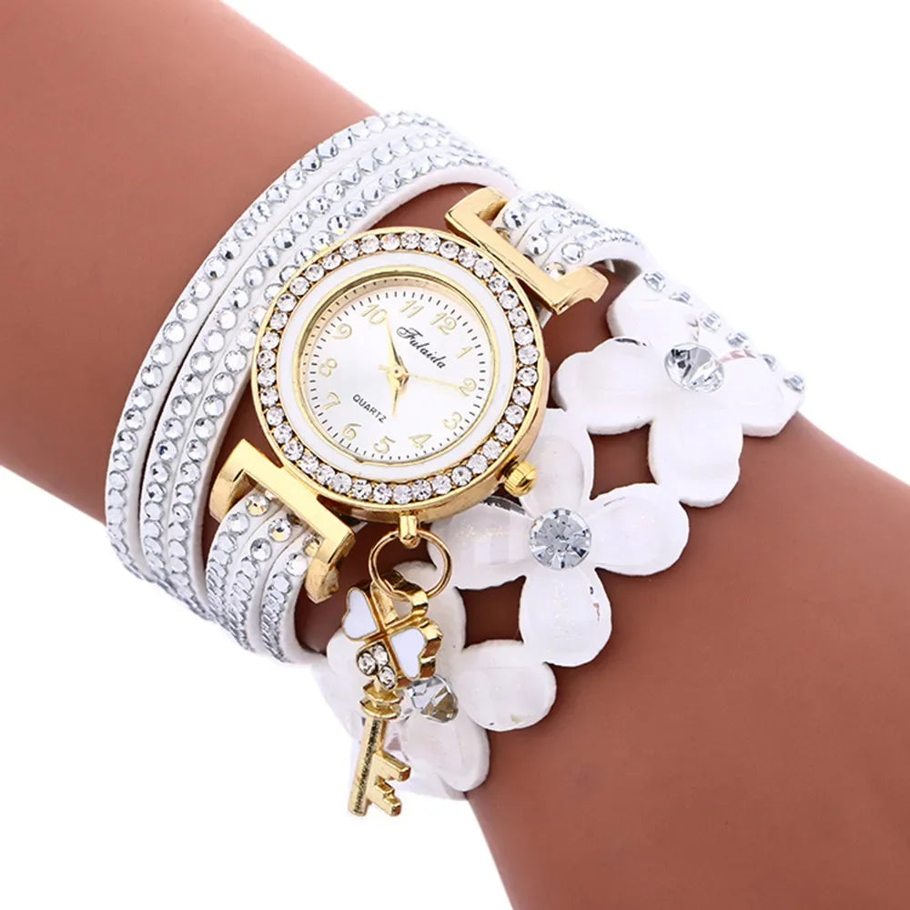 White Chimes Leather Bracelet Watches