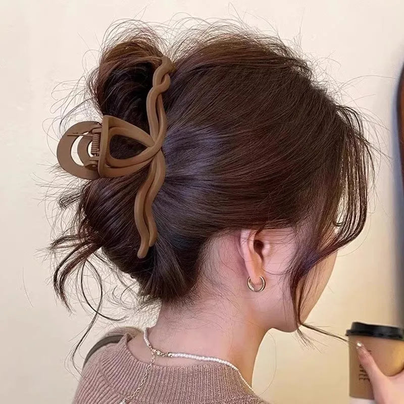 Brown Bow Shape Hair Claw Clip