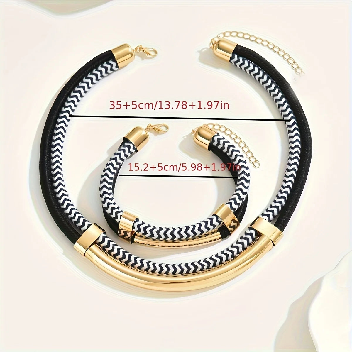 Double Line Metal Tube Exaggerated Necklace Set