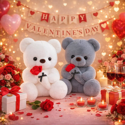 Cute Rose Bear Plush Toy Stuffed Animal Doll