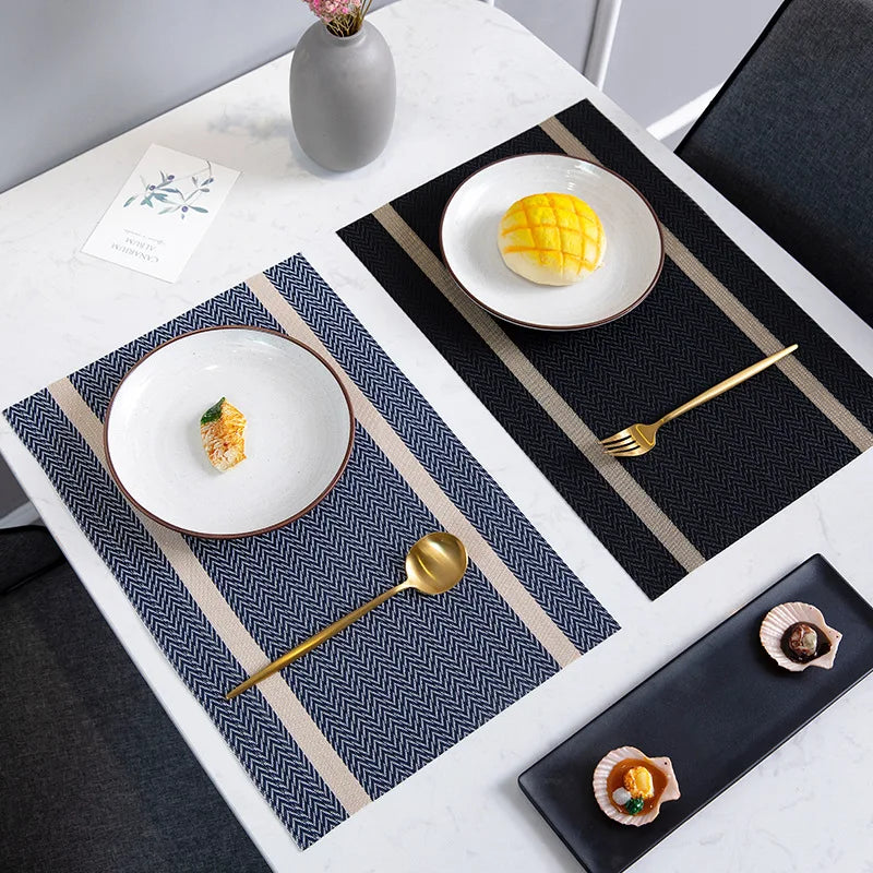 Striped PVC Table Mat Woven Waterproof