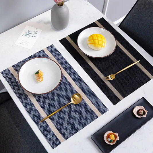 Striped PVC Table Mat Woven Waterproof