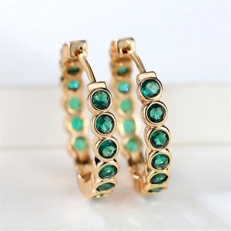 Luxury Cute Small Black Round Hoop Zircon Stone Earrings