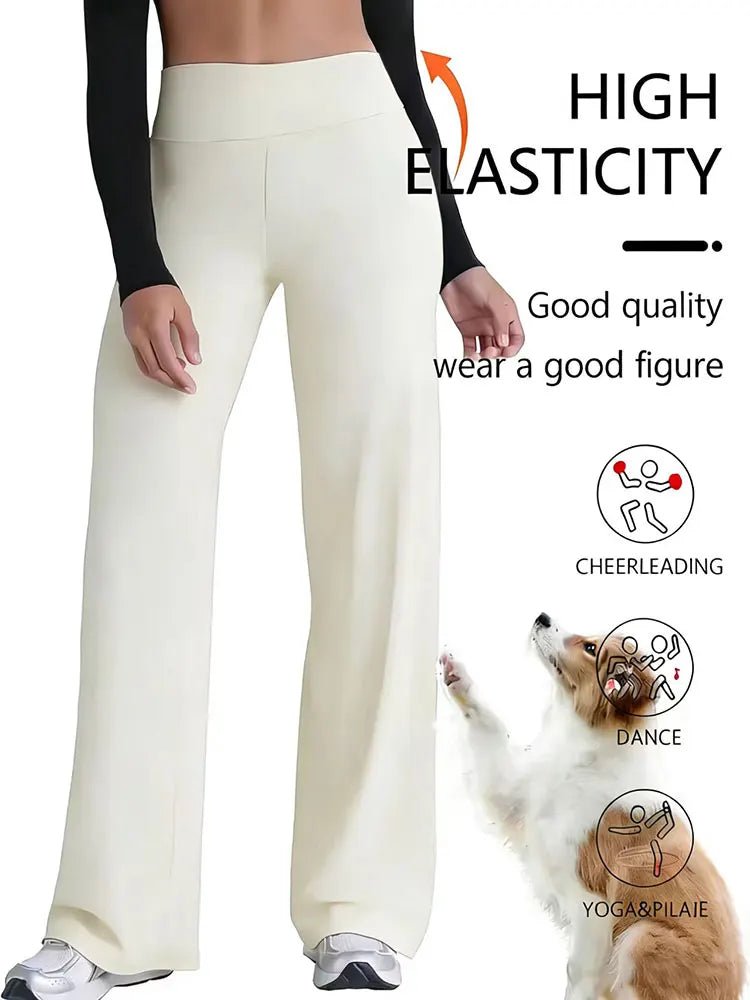 Straight Leg Mid Waist Yoga Running Sport Pants